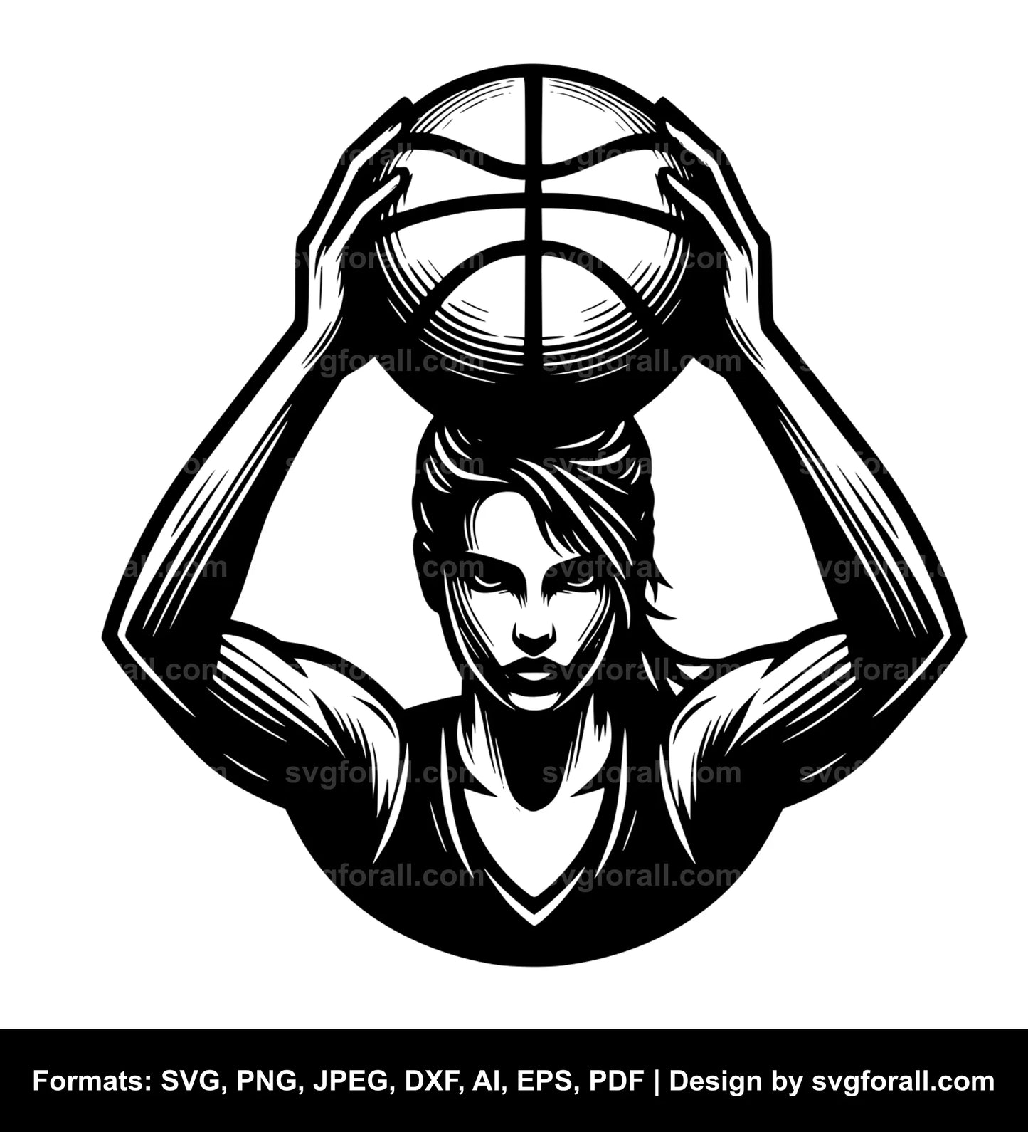 Female Basketball Player Black SVG