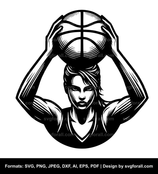 Female Basketball Player Black SVG