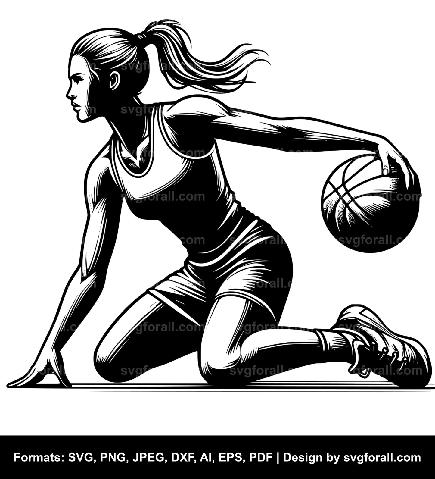 Female Basketball Player SVG PNG