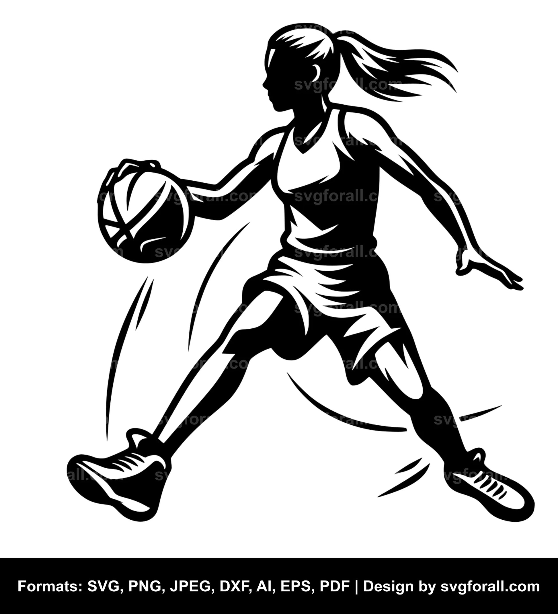 Female Basketball Player SVG Vector