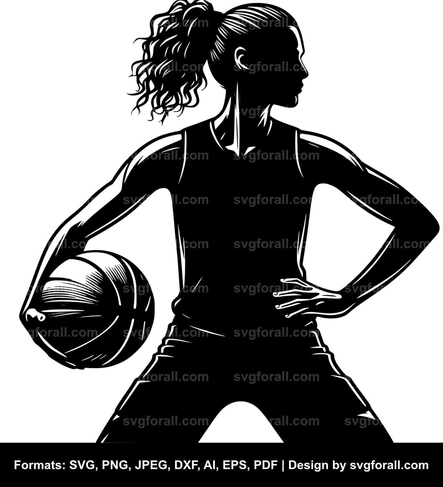 Female Basketball Player Vector SVG