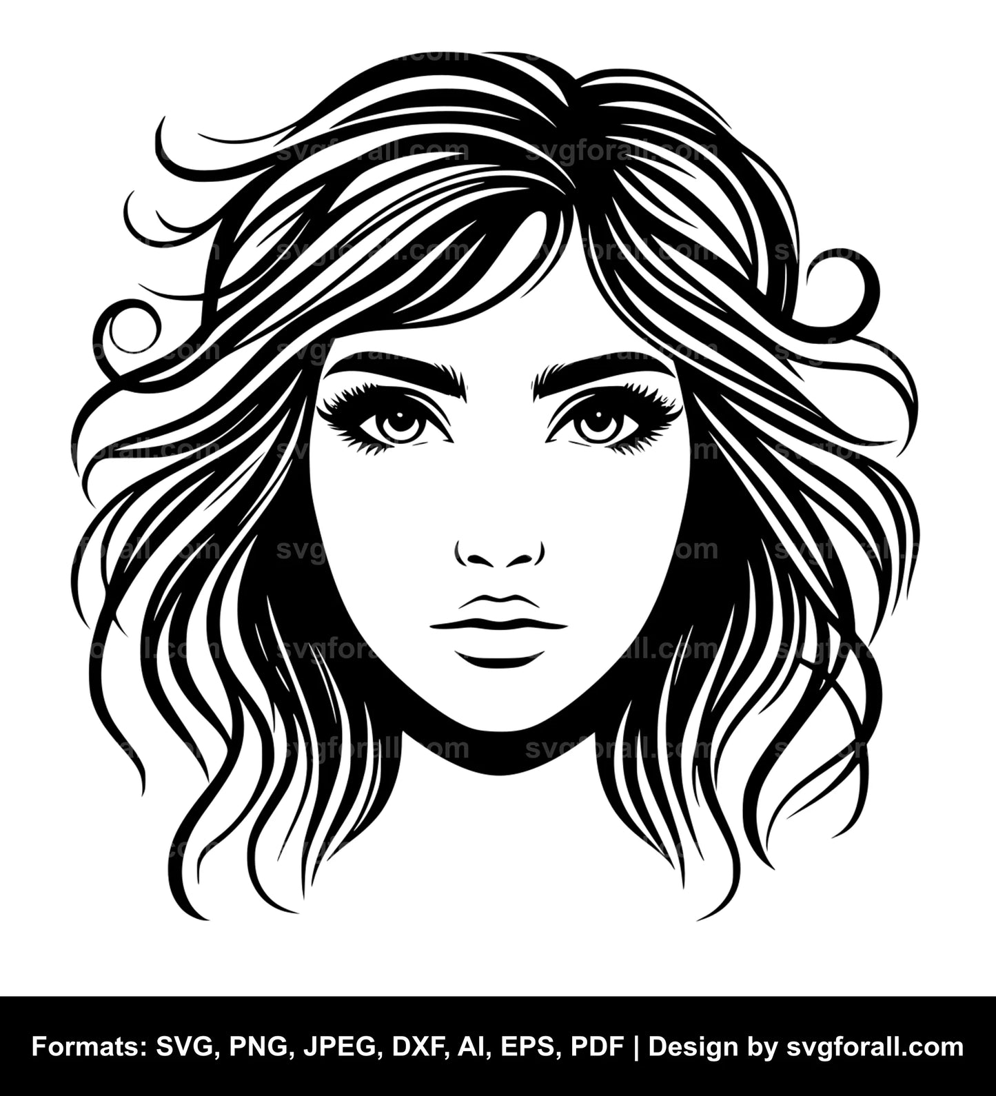 Female Face Black SVG