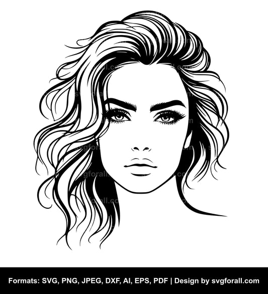 Female Face SVG Vector