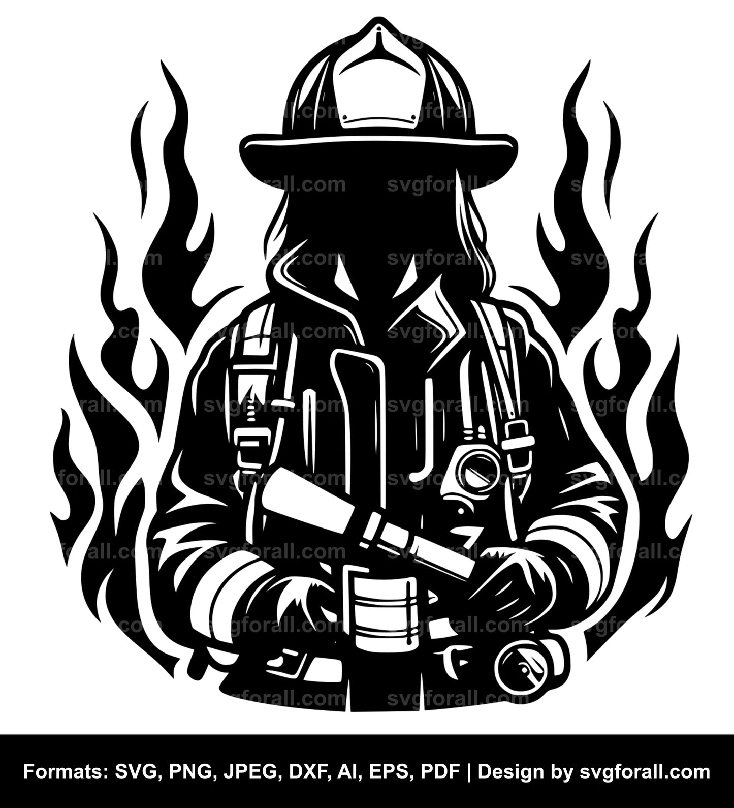 Female Firefighter Black SVG