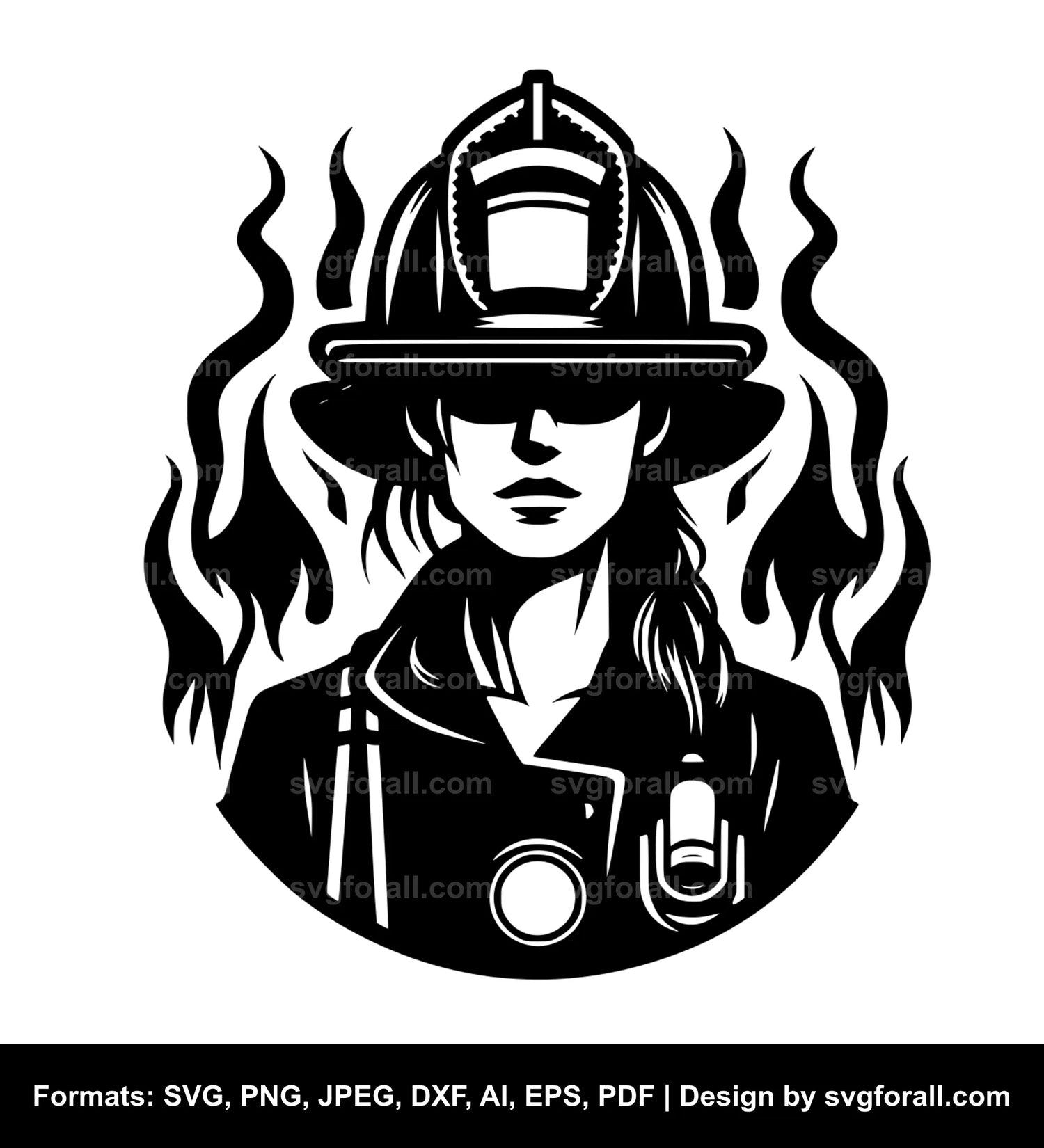 Female Firefighter Clipart SVG