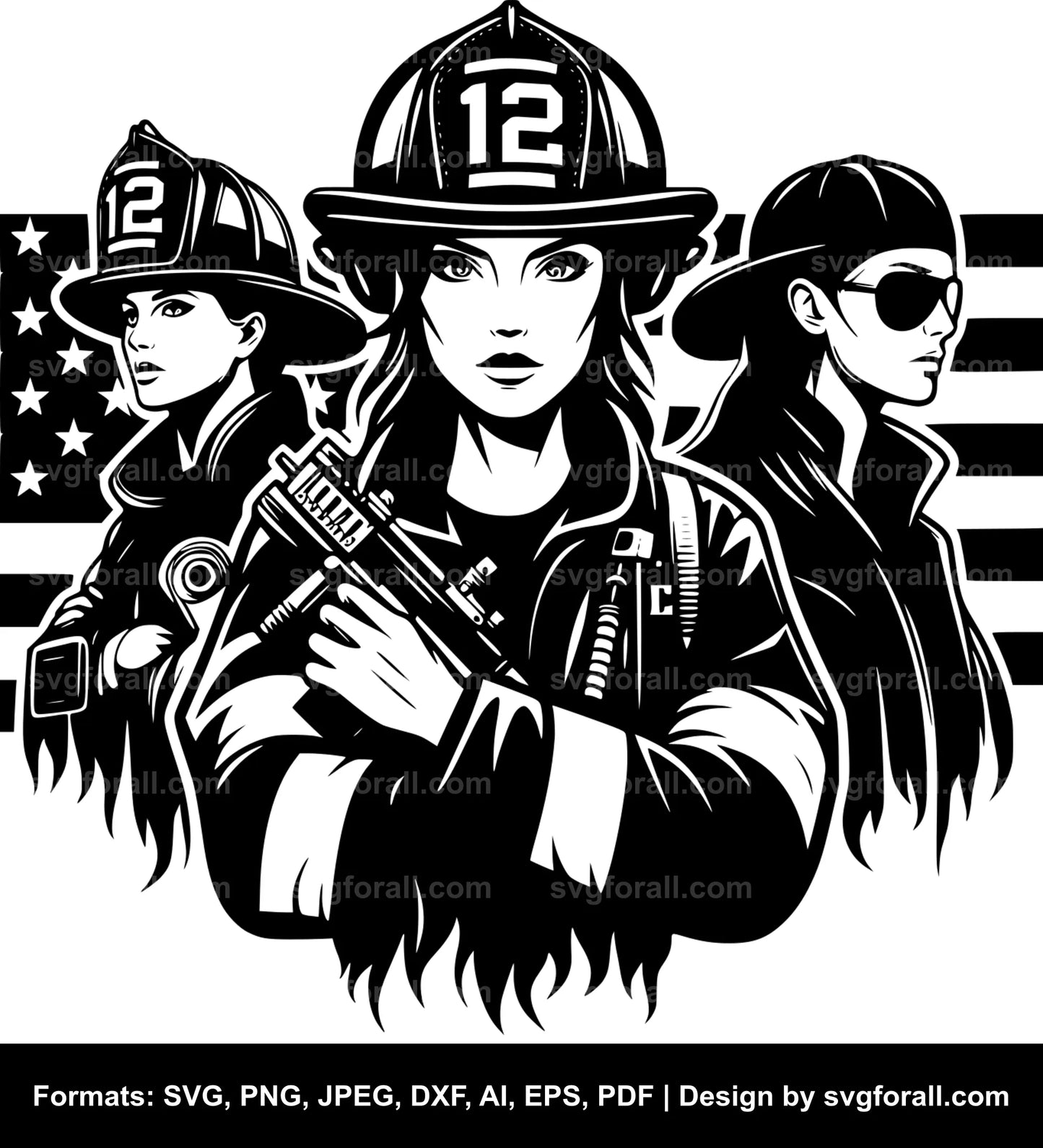 Female Firefighter SVG PNG