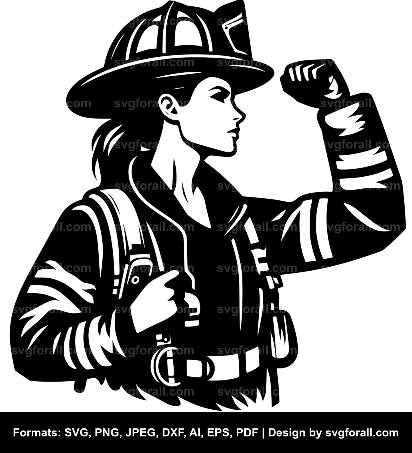 Female Firefighter SVG Vector