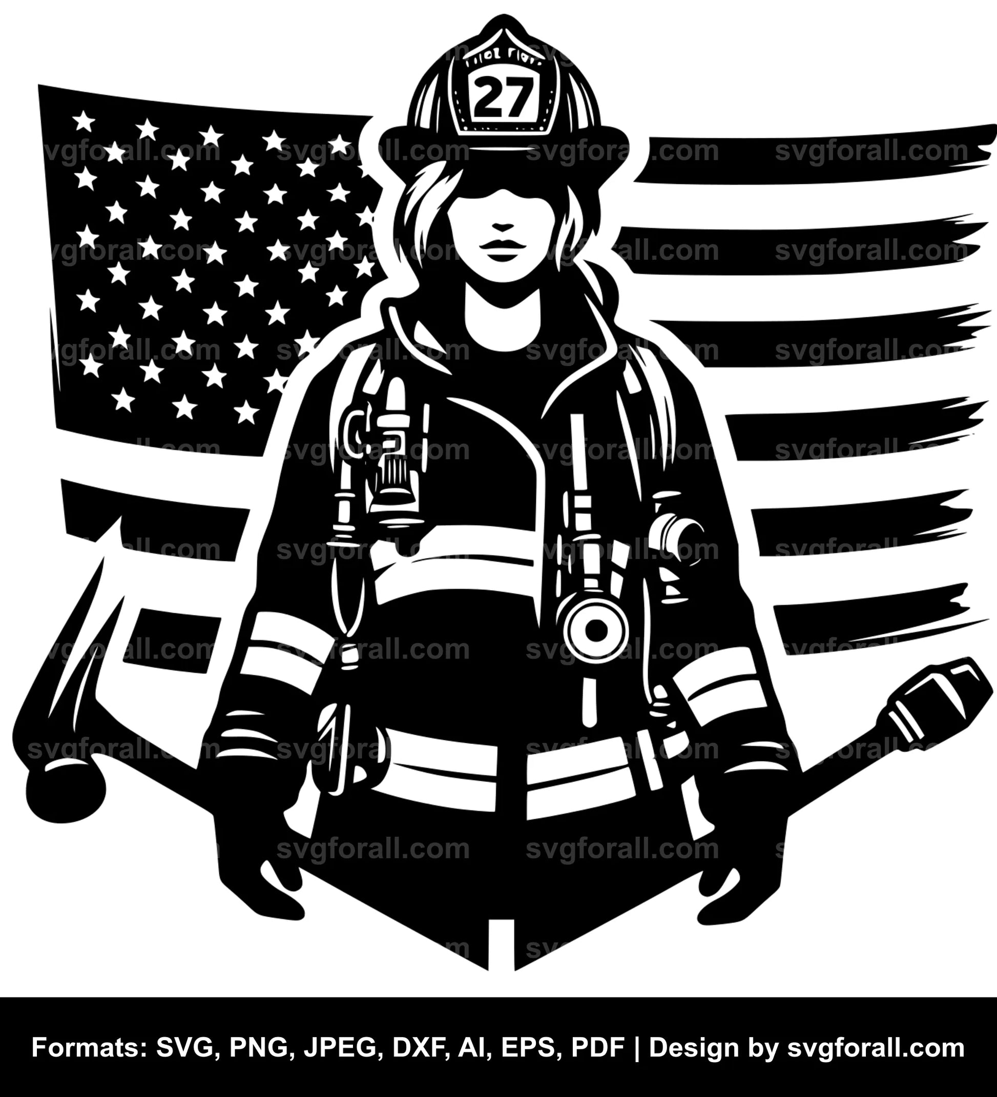 Female Firefighter Vector SVG