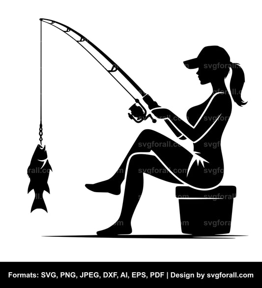 Female Fishing Cricut SVG