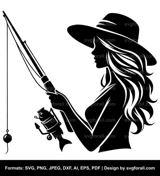 Female Fishing SVG