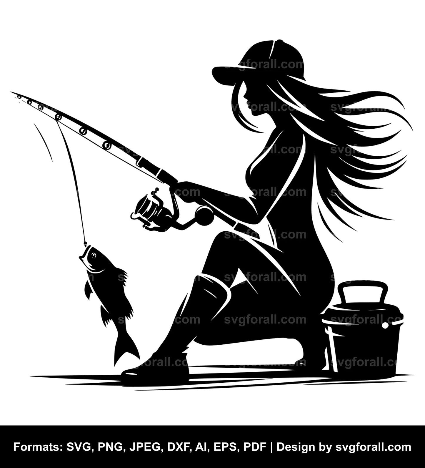 Female Fishing SVG PNG