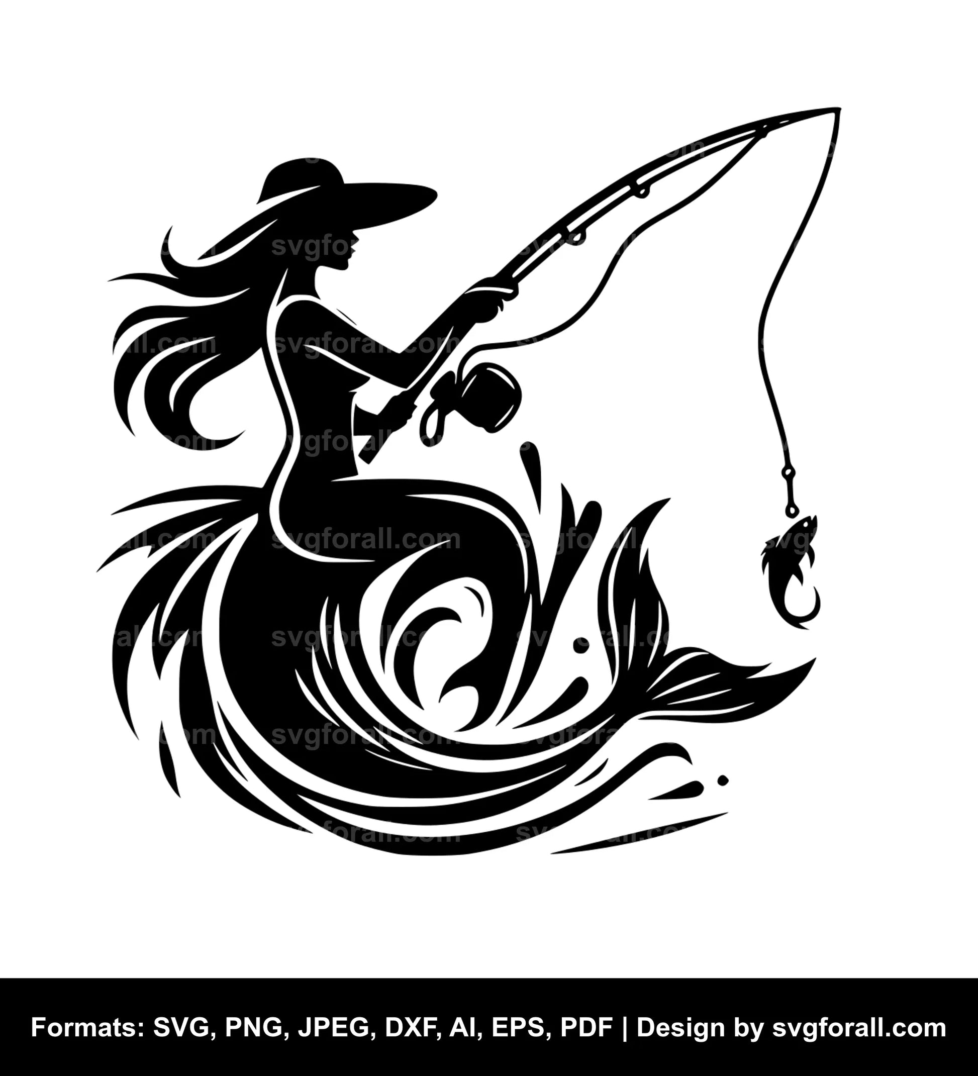 Female Fishing SVG Vector