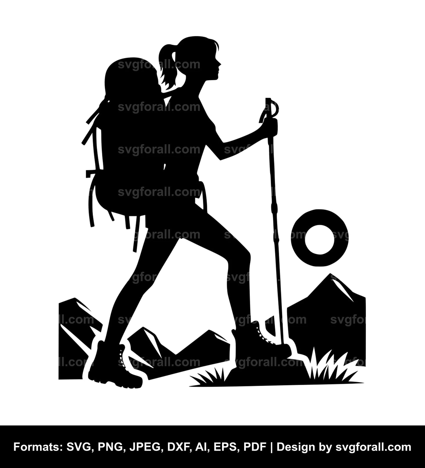 Female Hiker Clipart SVG