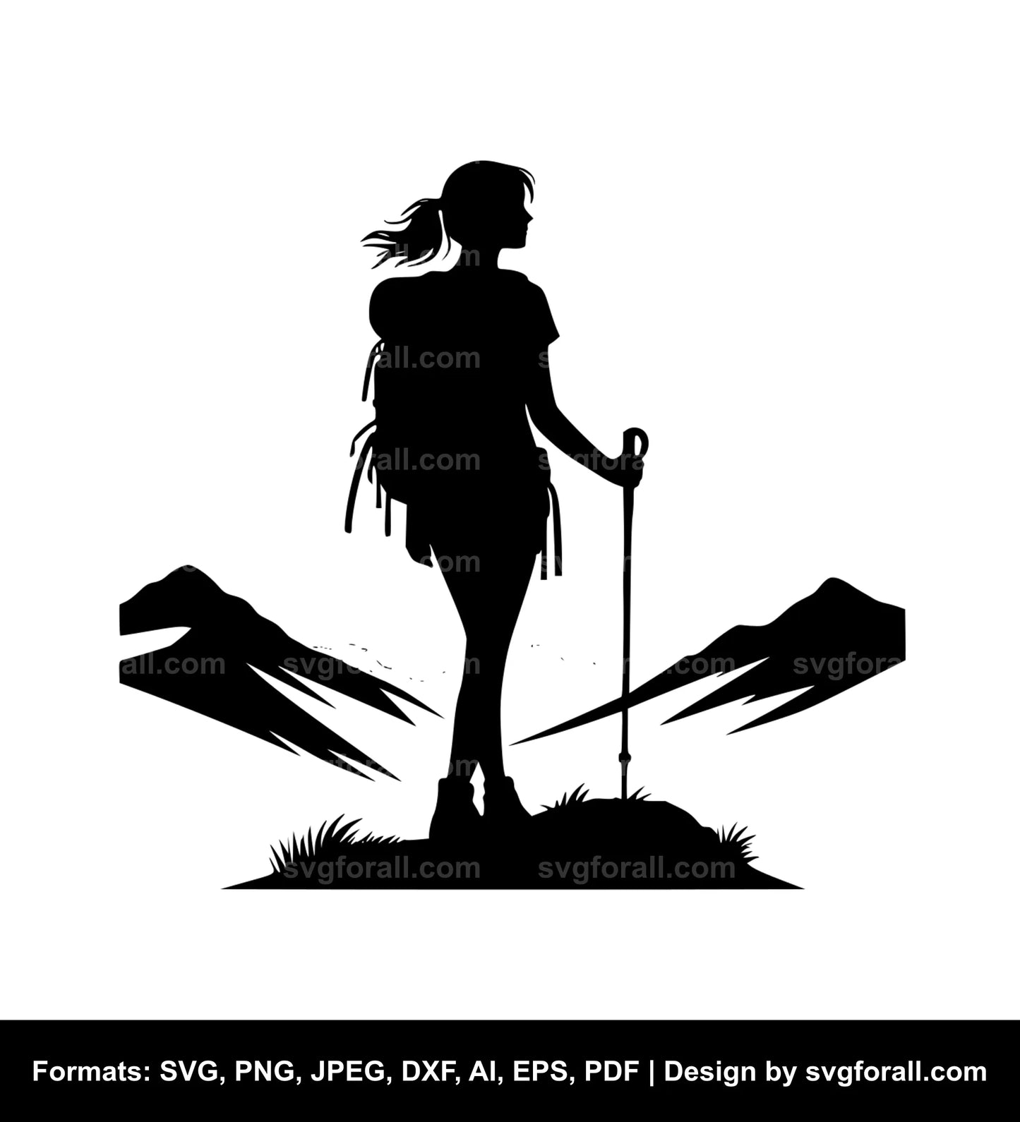 Female Hiker SVG Clipart