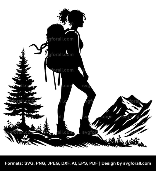 Female Hiker Vector SVG