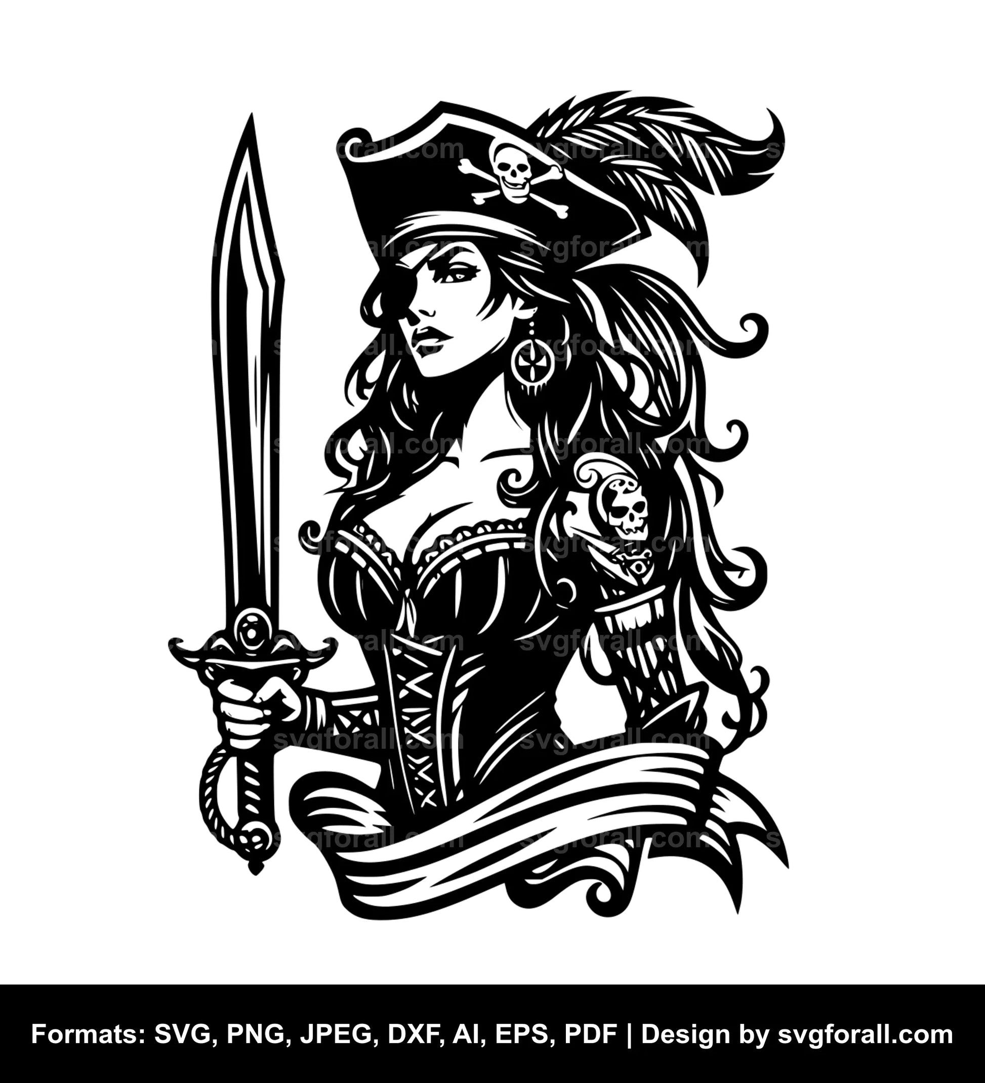 Female Pirate SVG Vector