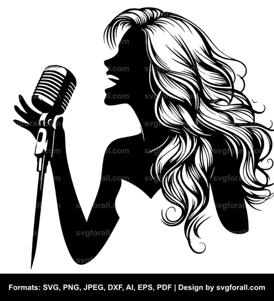 Female Singer Black SVG