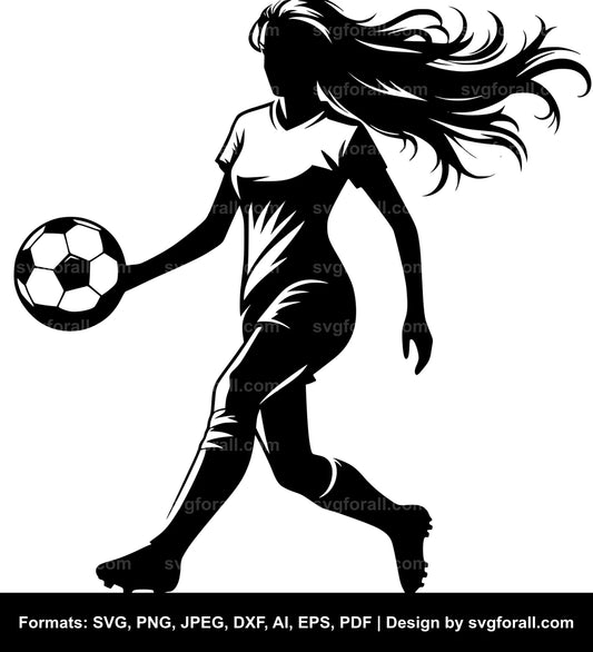 Female Soccer Player Black SVG