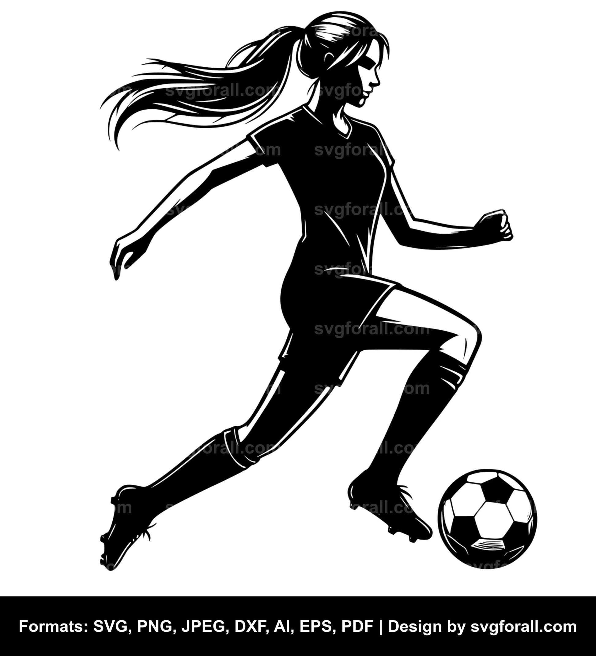 Female Soccer Player SVG Vector