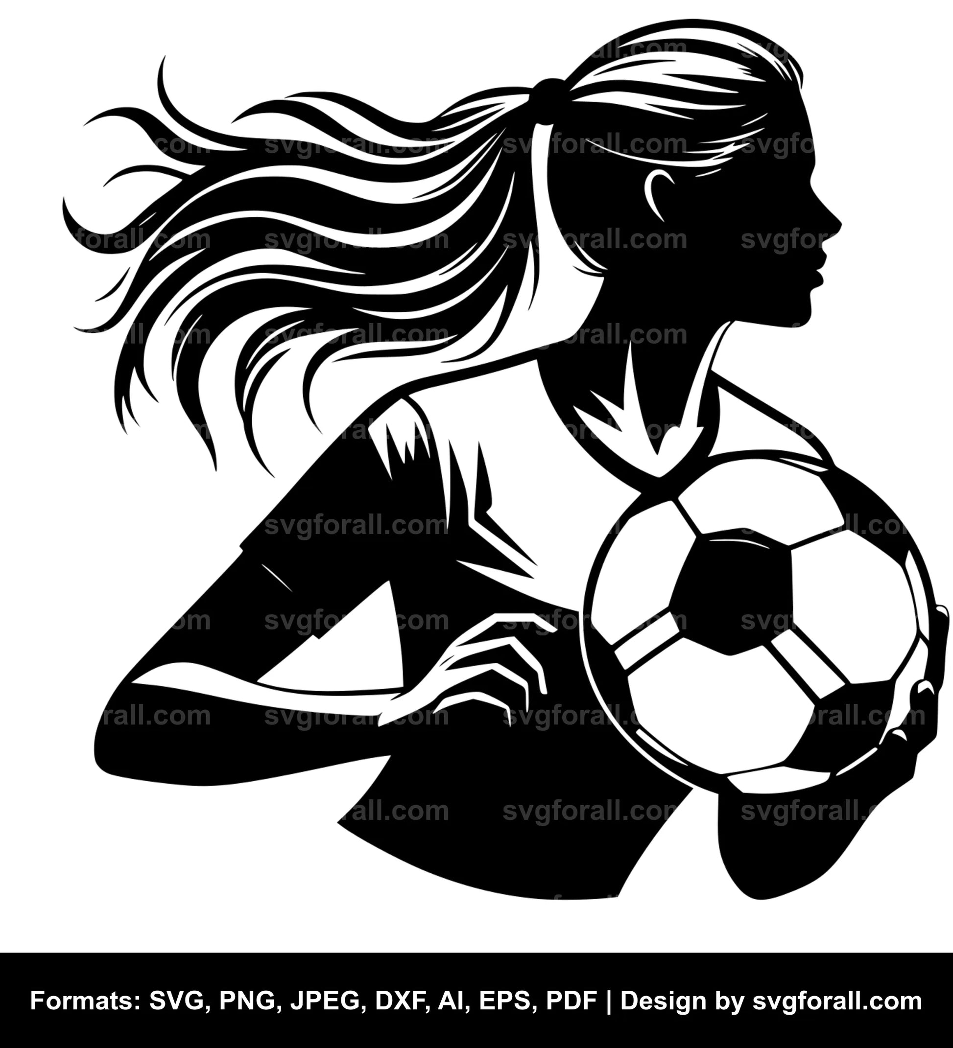 Female Soccer Player Vector SVG