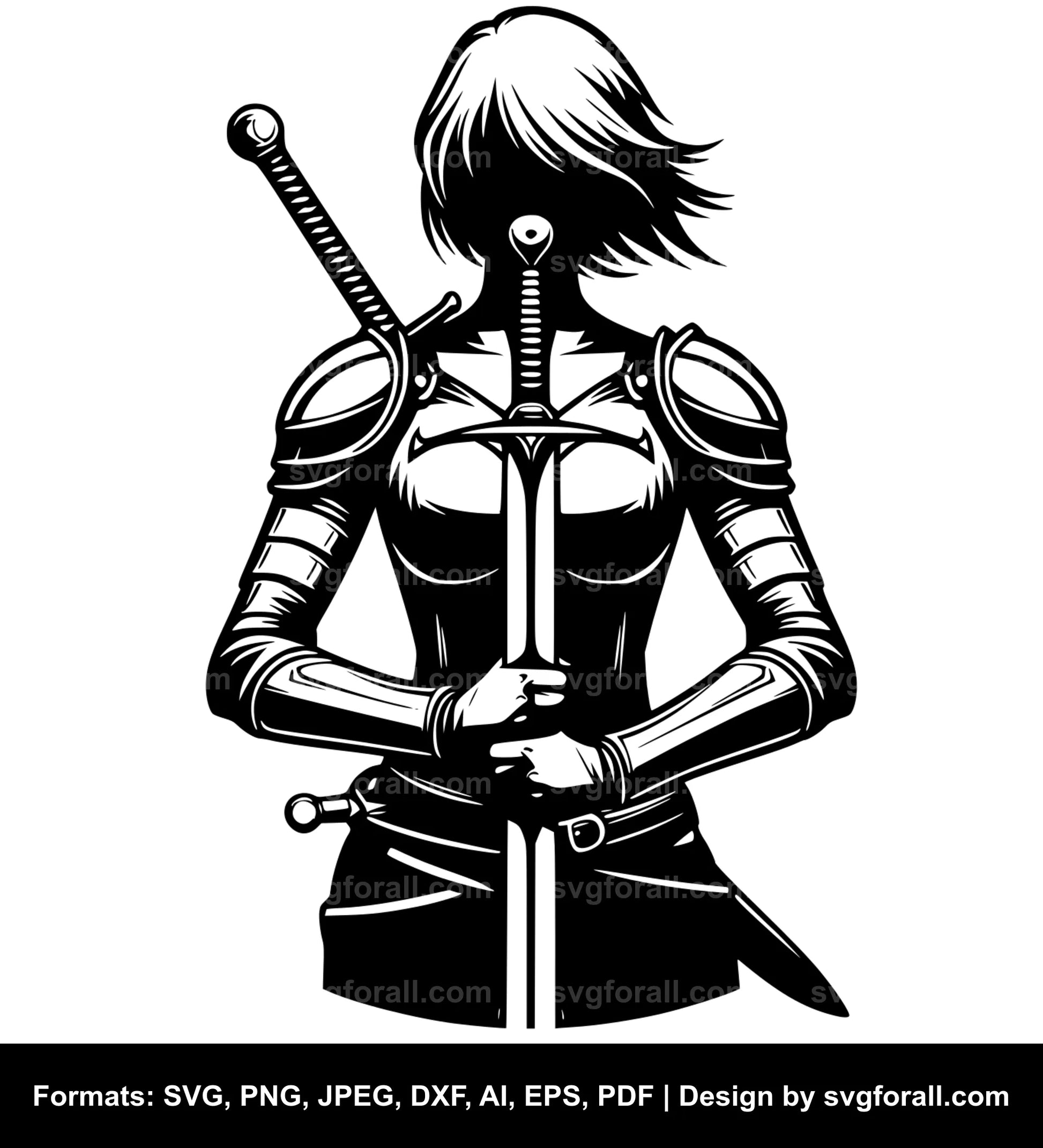 Female Sword Warrior Cricut SVG