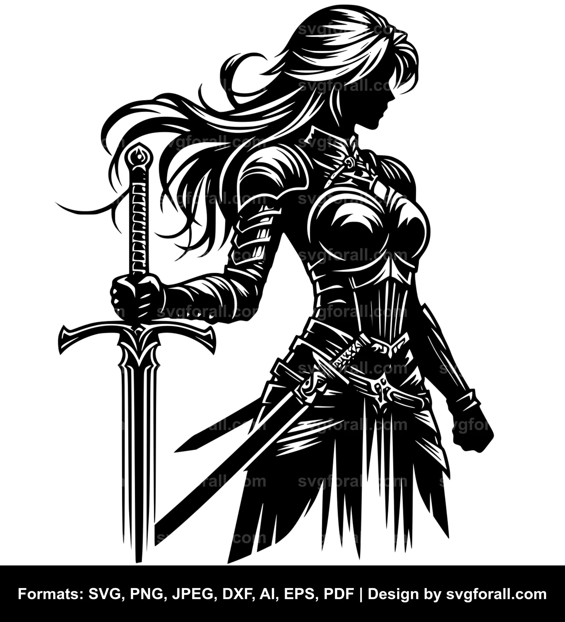 Female Sword Warrior SVG