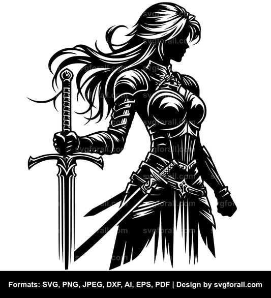 Female Sword Warrior SVG