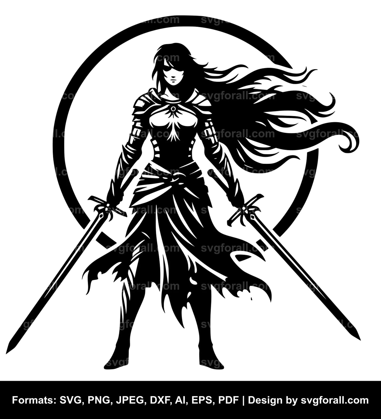 Female Sword Warrior SVG Design