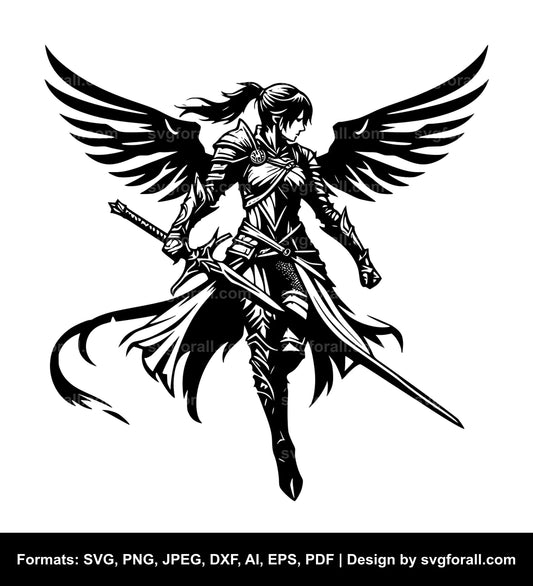 Female Sword Warrior SVG PNG