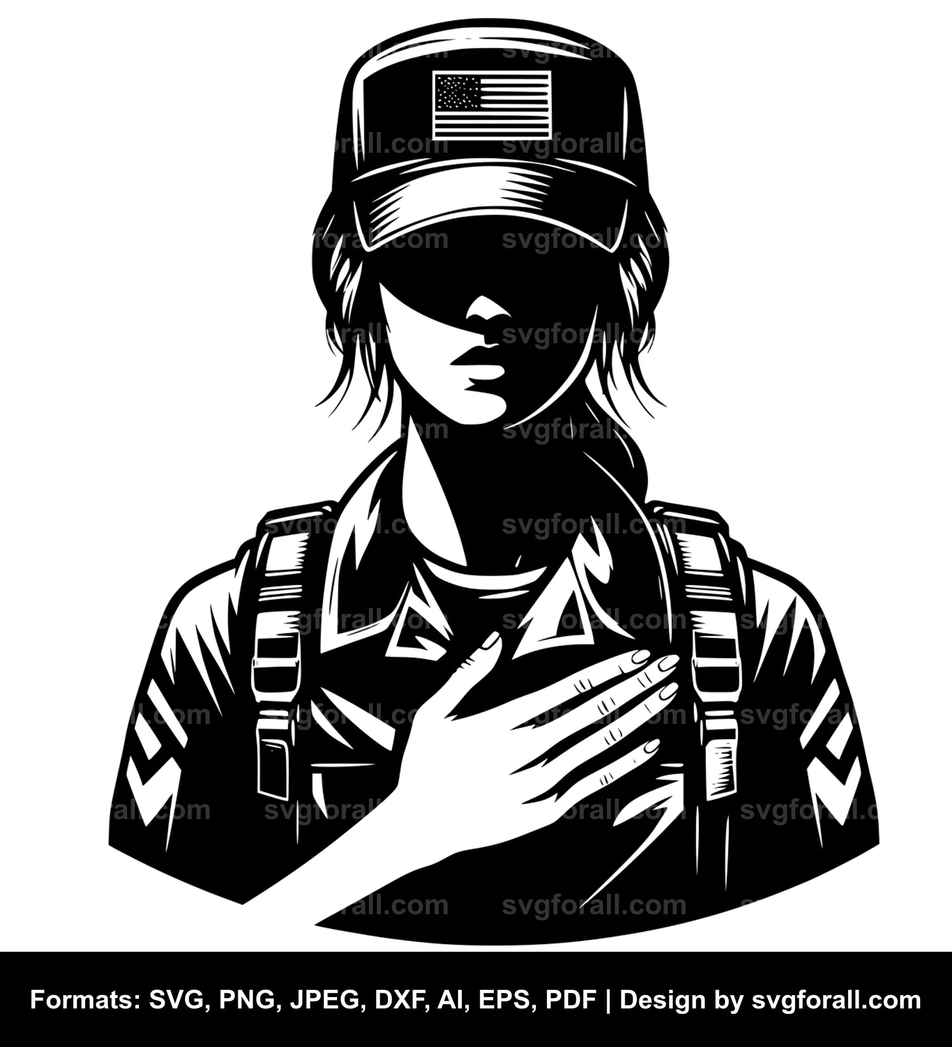 Female Veteran Black SVG