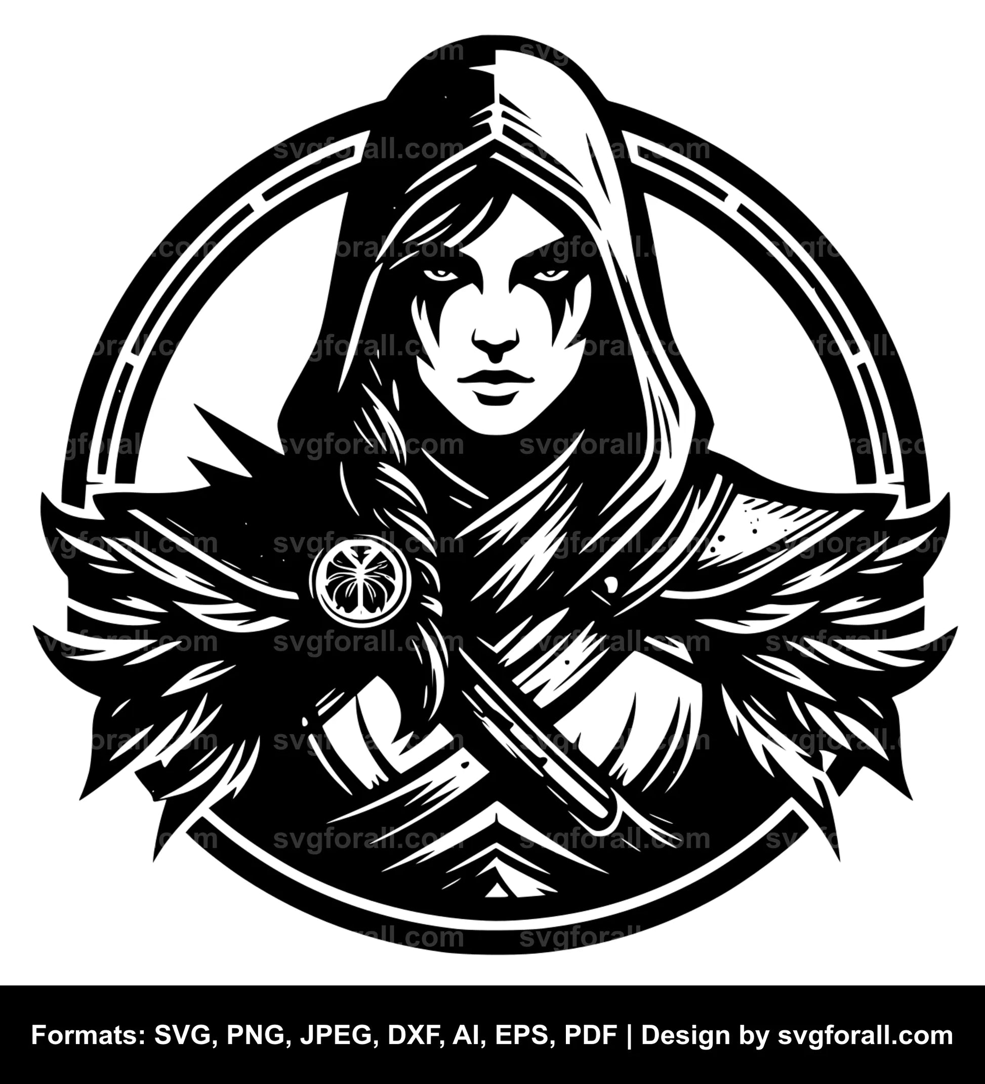 Female Warrior Black SVG