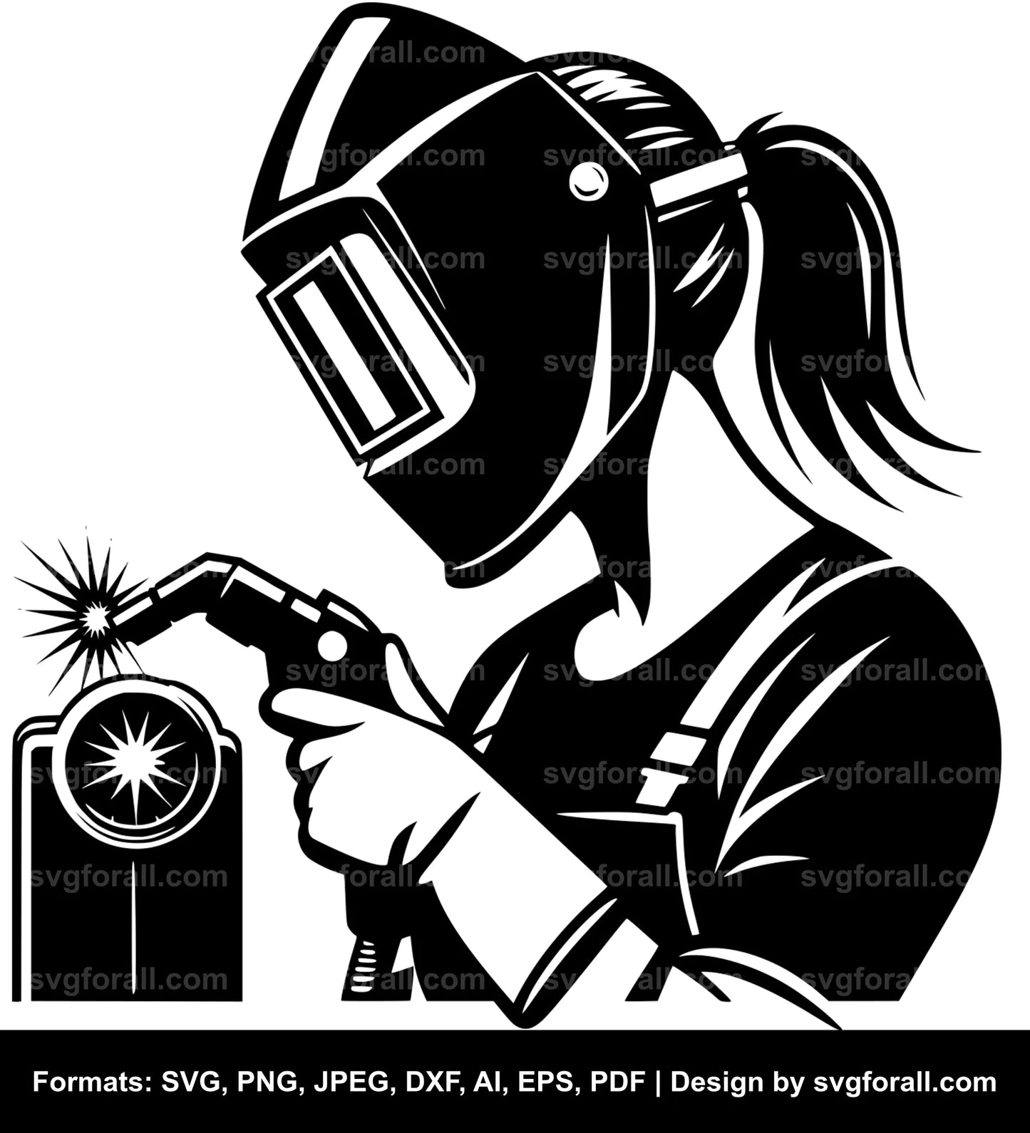 Female Welder Clipart SVG