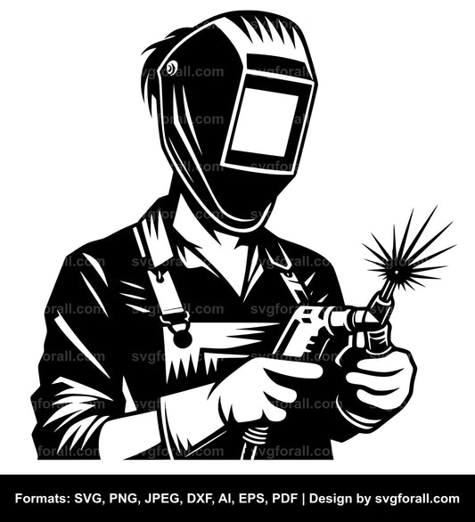 Female Welder SVG Clipart