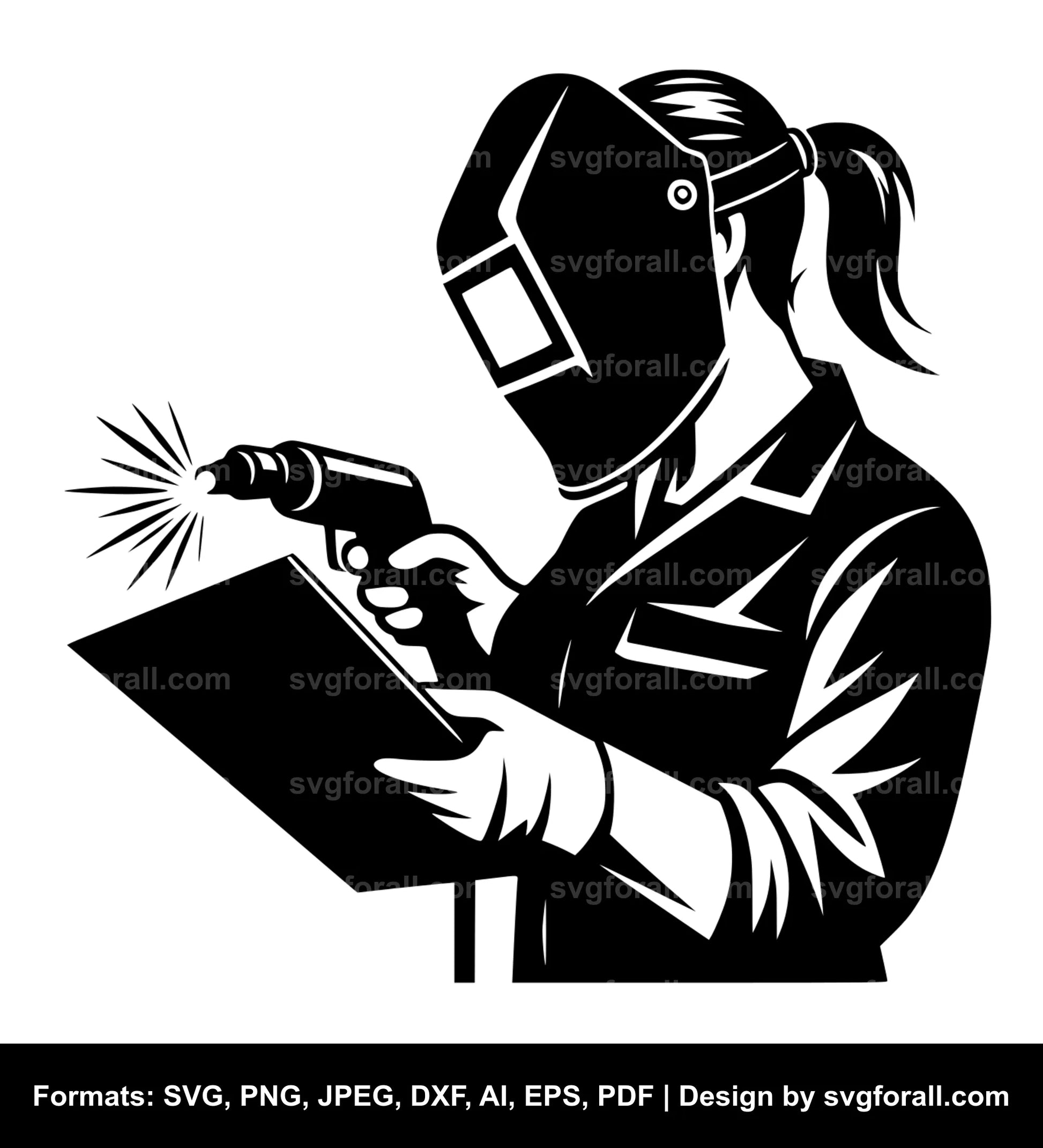 Female Welder SVG Cut File