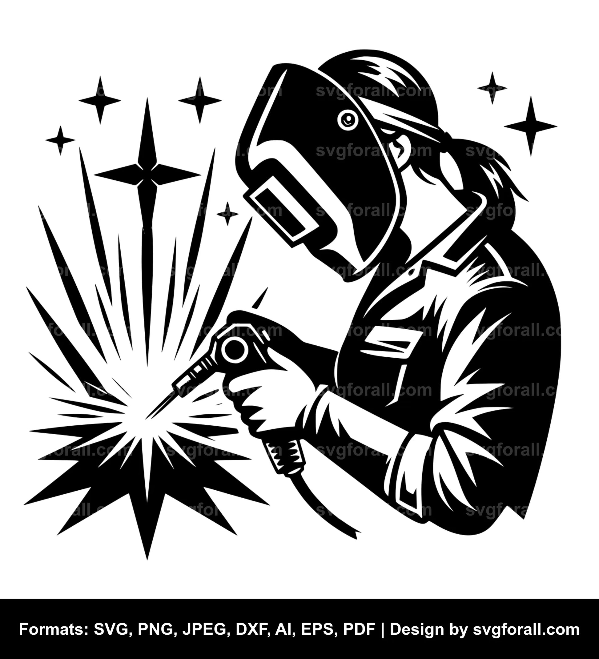 Female Welder Vector SVG