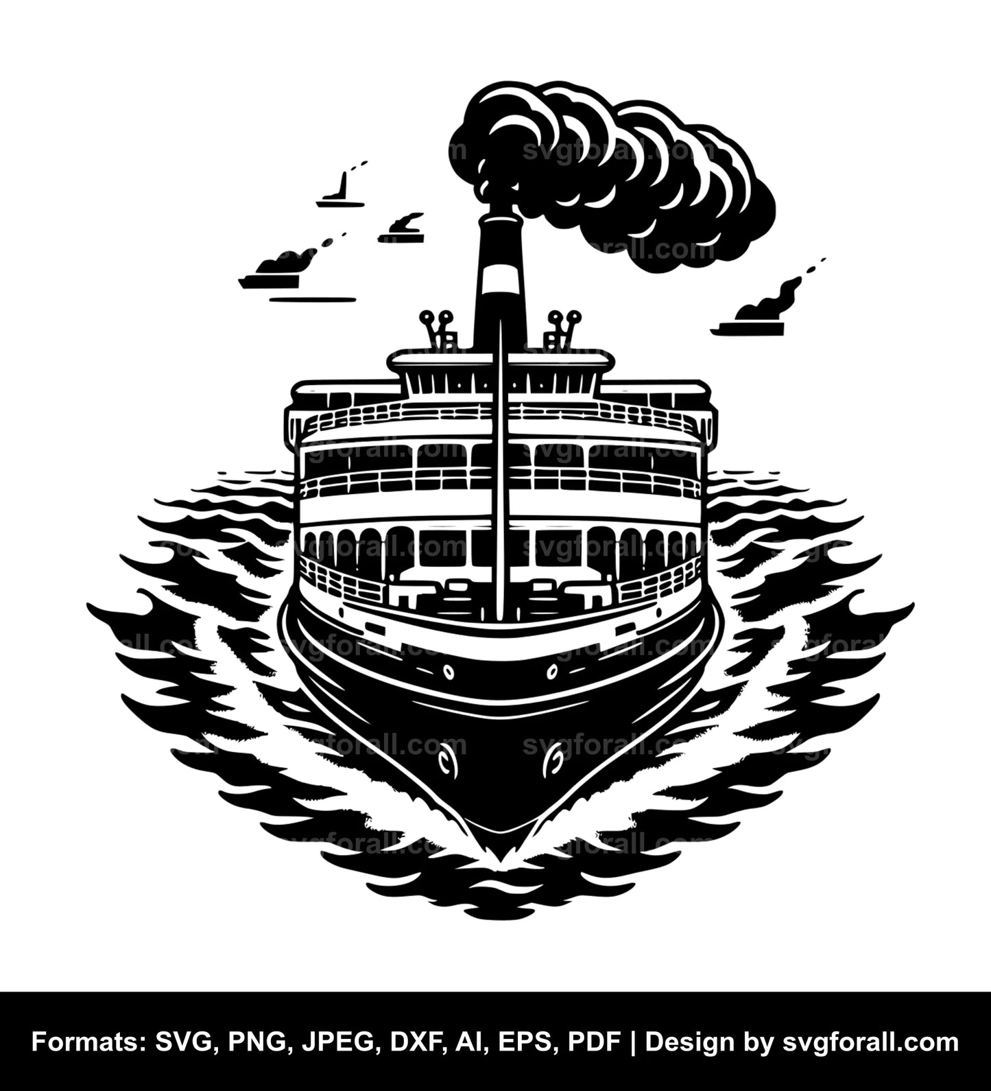 Ferry Boat Black SVG