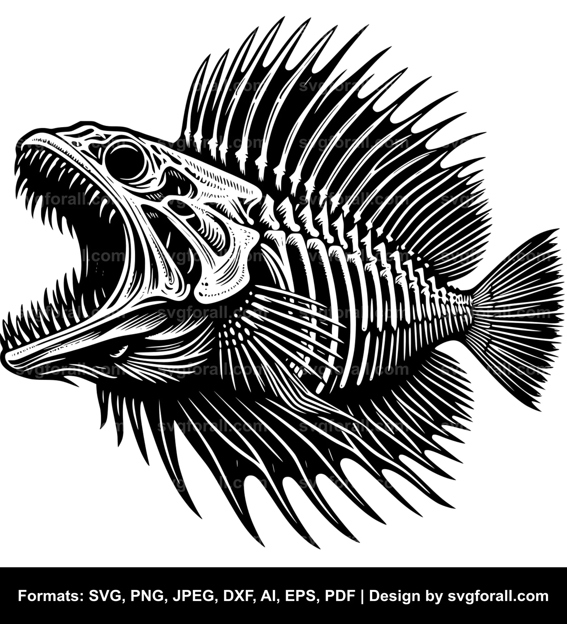 Fish Fossil Black SVG