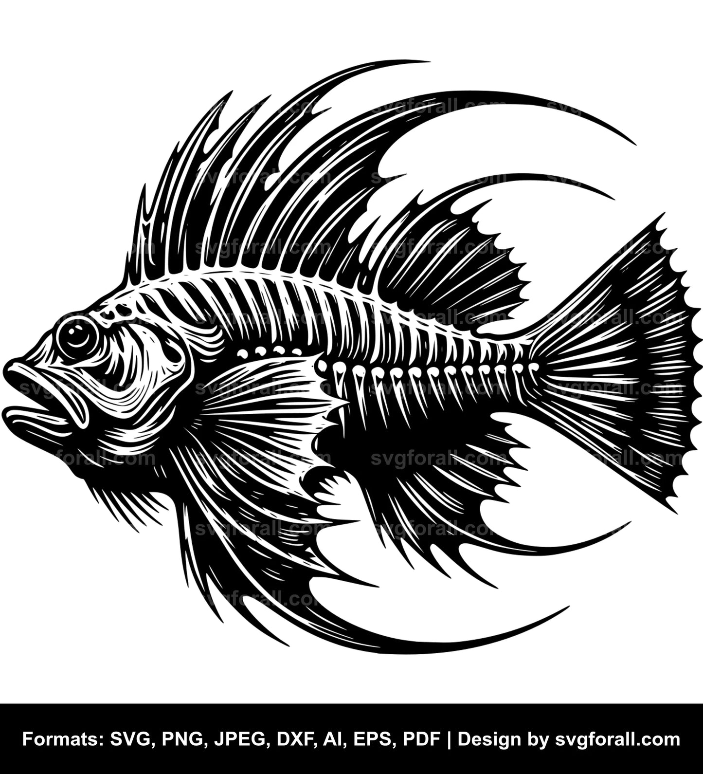 Fish Fossil SVG Vector