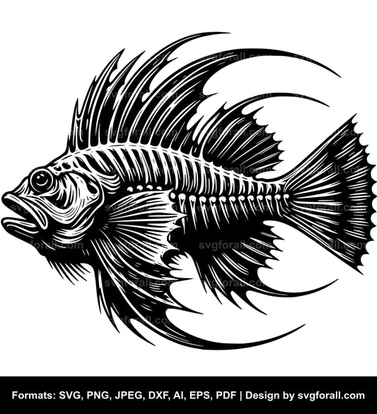 Fish Fossil SVG Vector