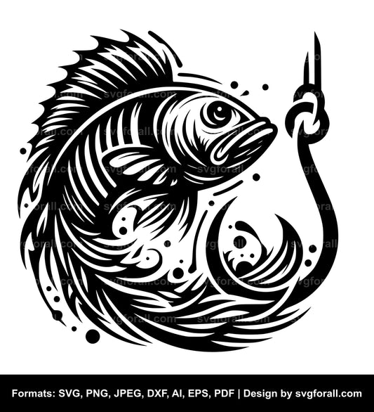 Fish Hook Black SVG