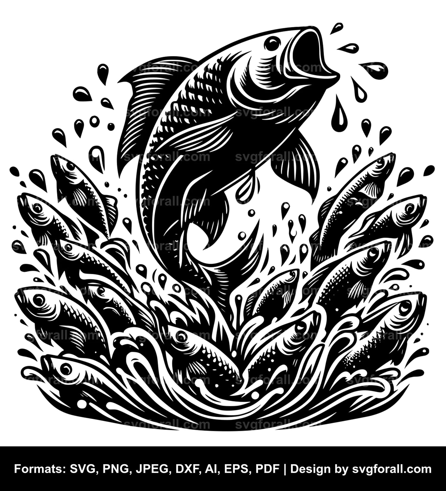 Fish Jumping Out Water Cricut SVG