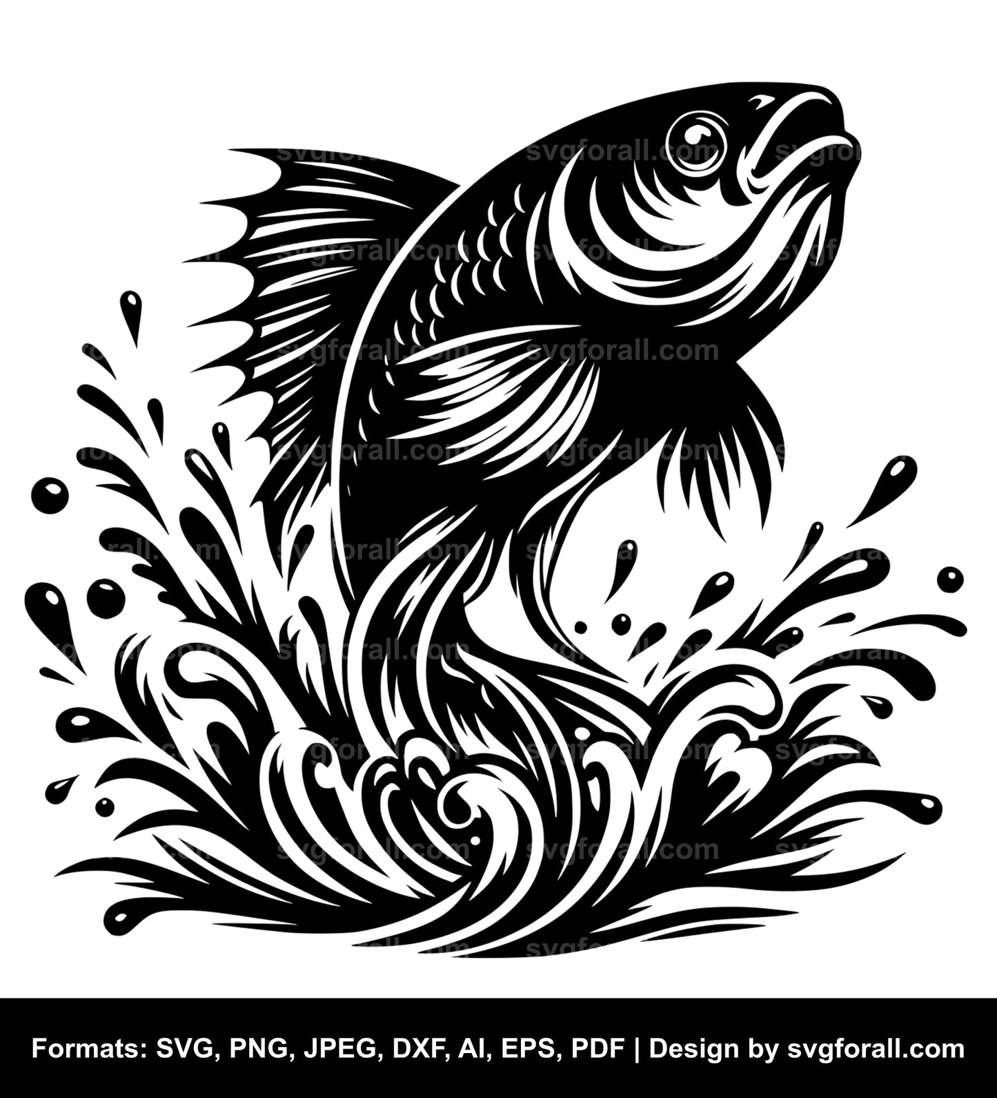 Fish Jumping Out Water SVG File