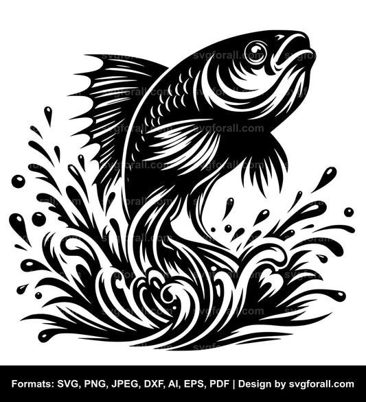 Fish Jumping Out Water SVG File