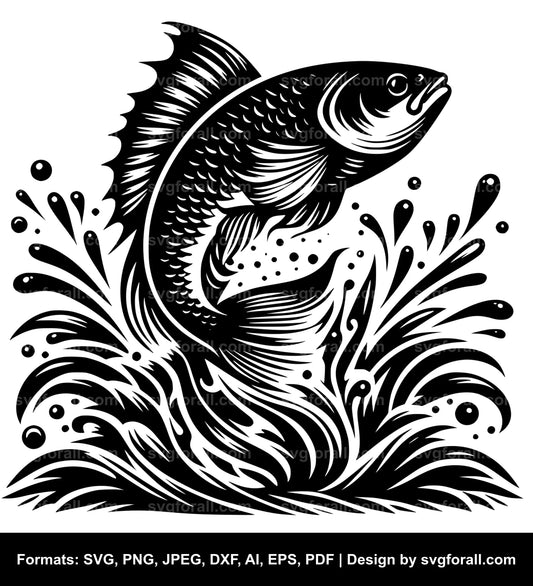 Fish Jumping Out Water SVG PNG