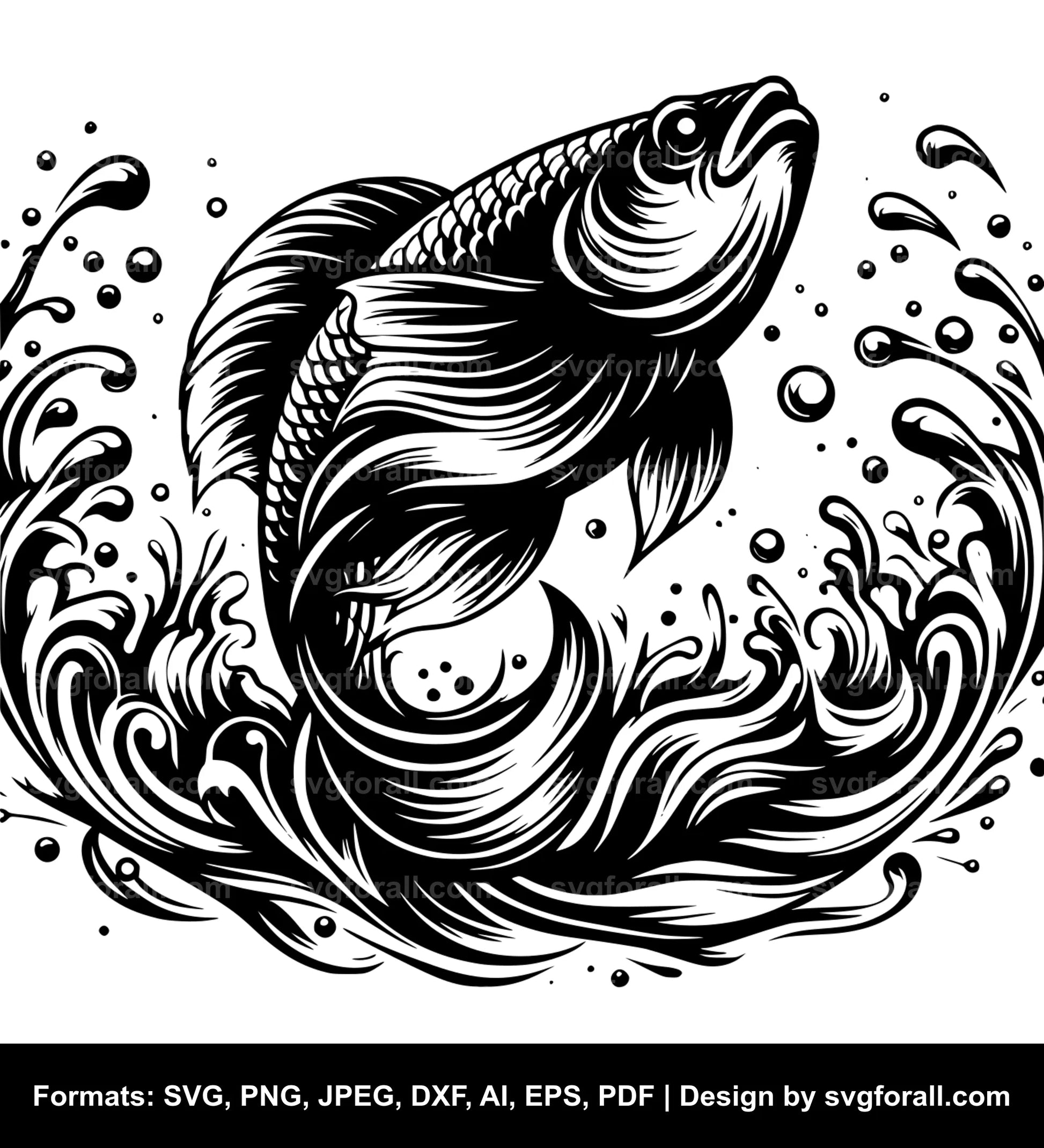 Fish Jumping Out Water Vector SVG