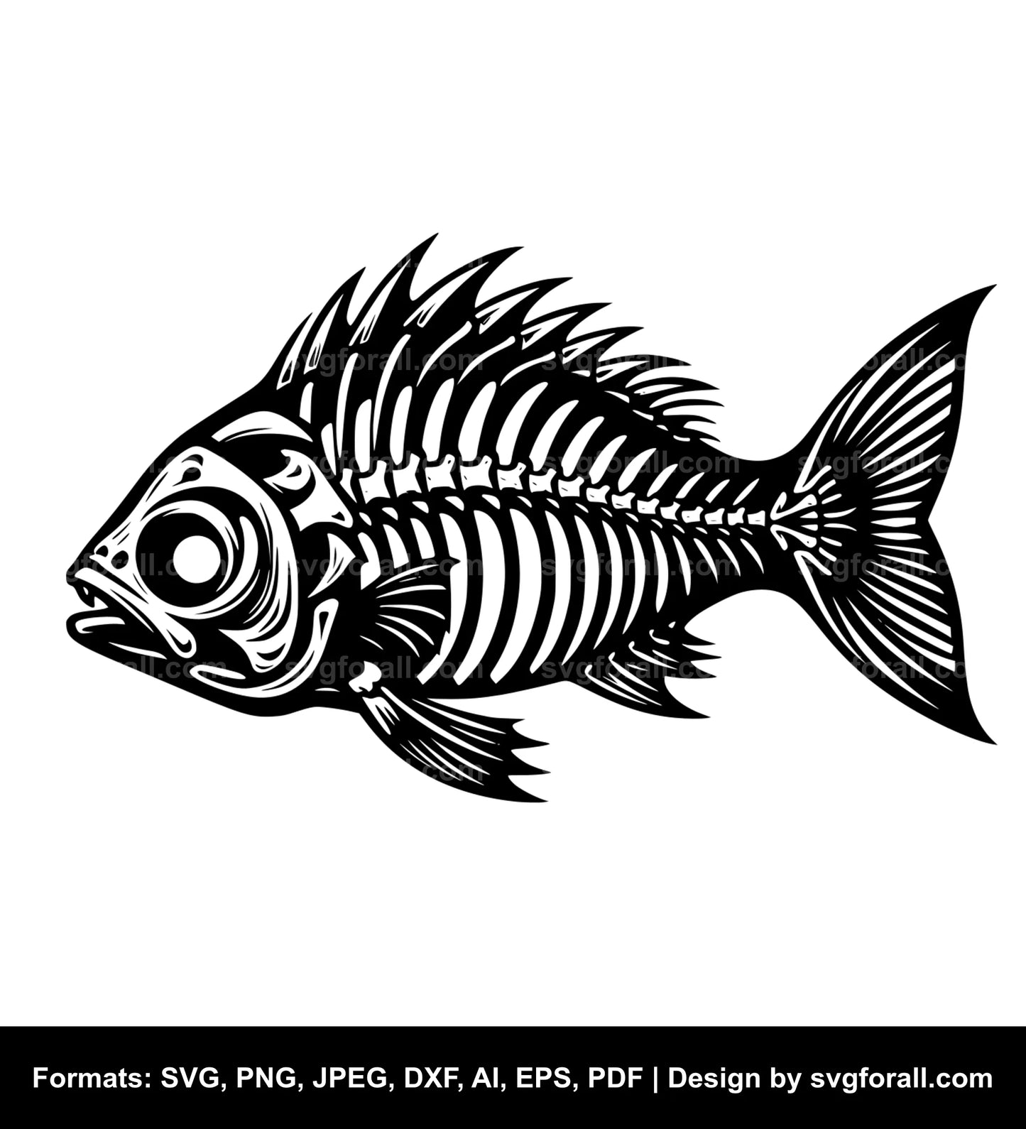 Fish Skeleton Black SVG