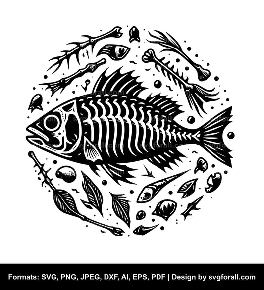 Fish Skeleton SVG Vector