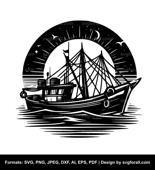 Fishing Boat Cricut SVG