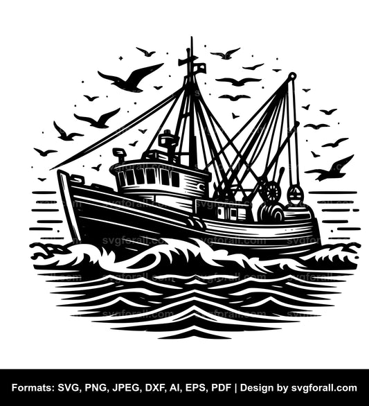 Fishing Boat SVG Design