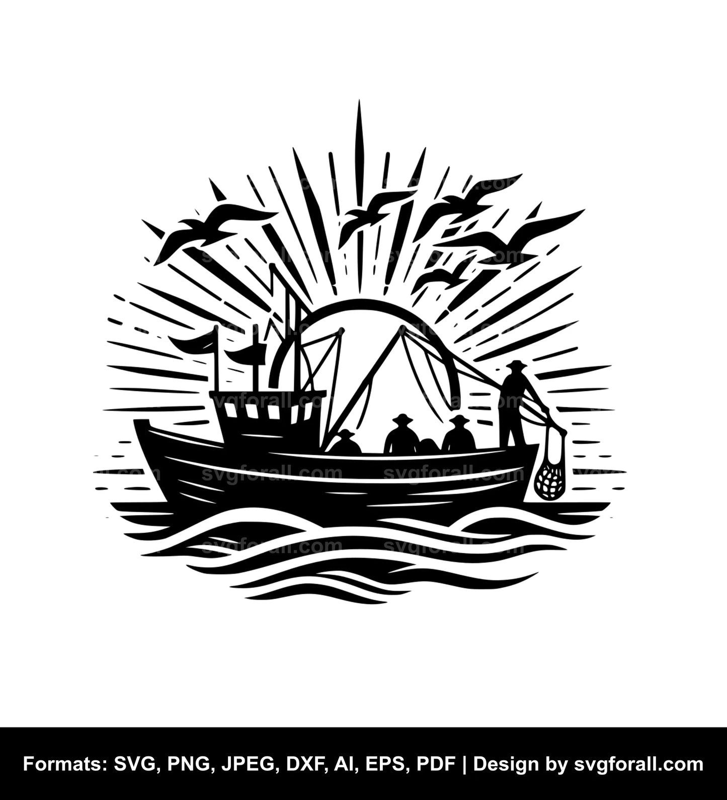 Fishing Boat SVG Vector